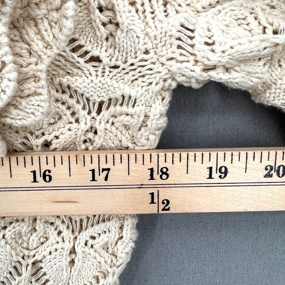 LINE + DOT Diane Sweater Womens Large Cream Crochet Ruffle Shoulder Round Neck - Picture 13 of 15